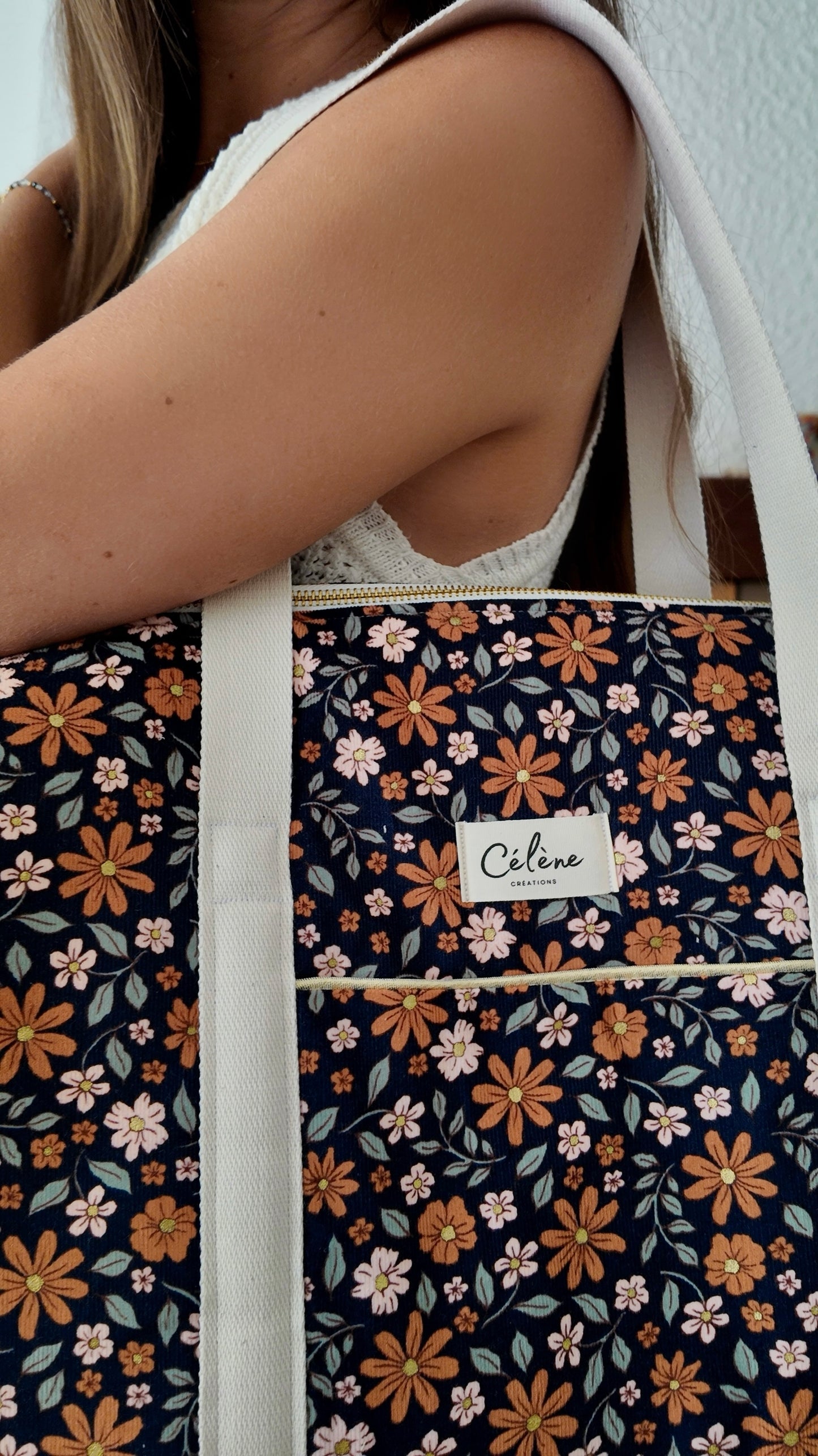 Navy corduroy diaper bag