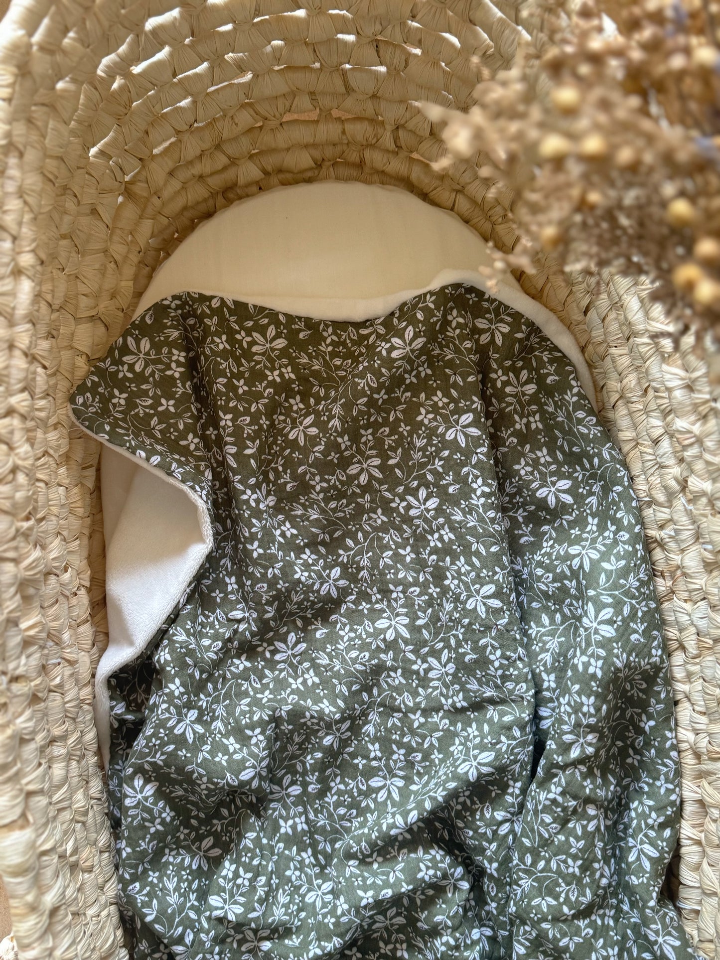 Khaki floral baby blanket
