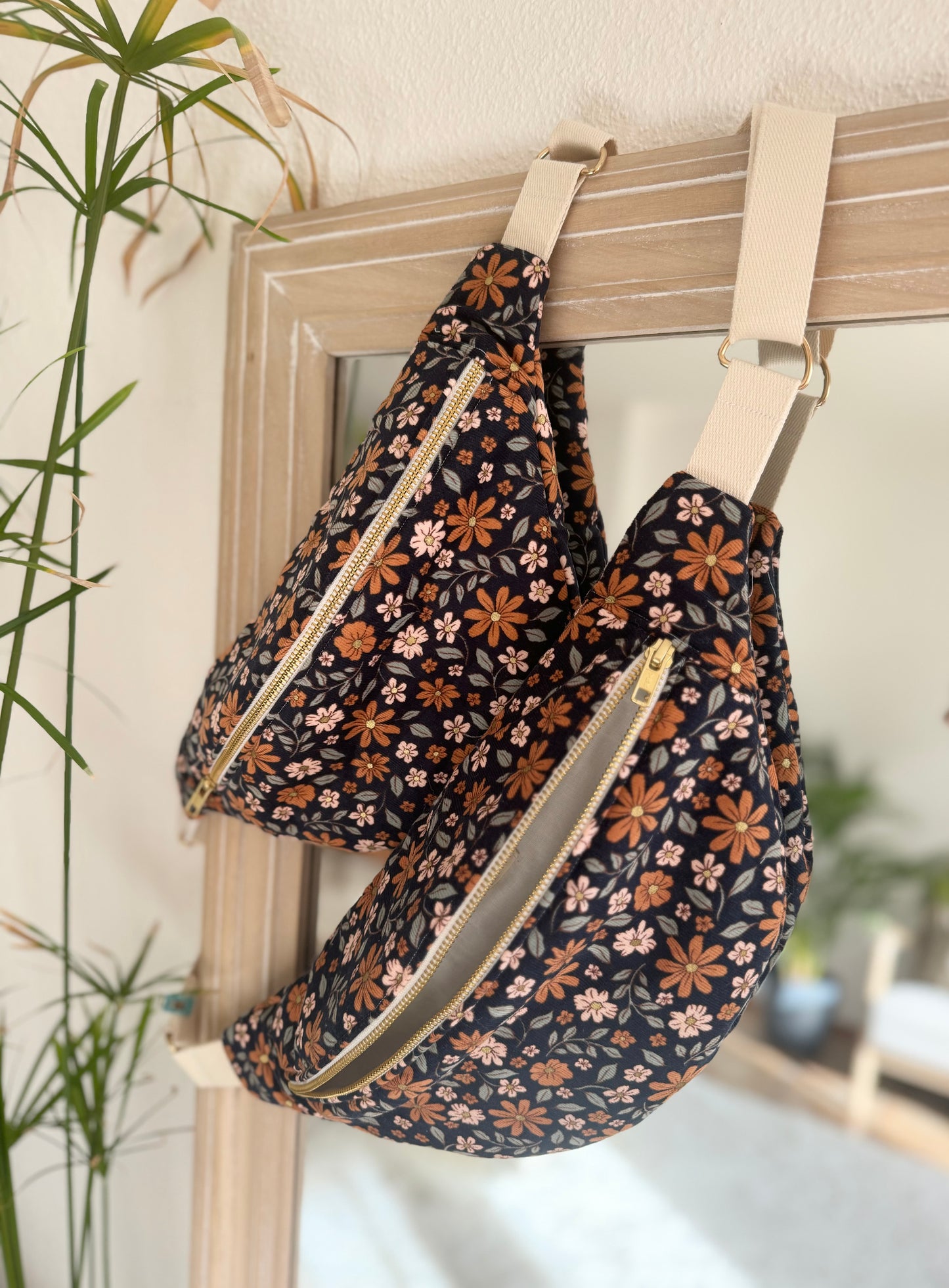 Flower corduroy fanny pack