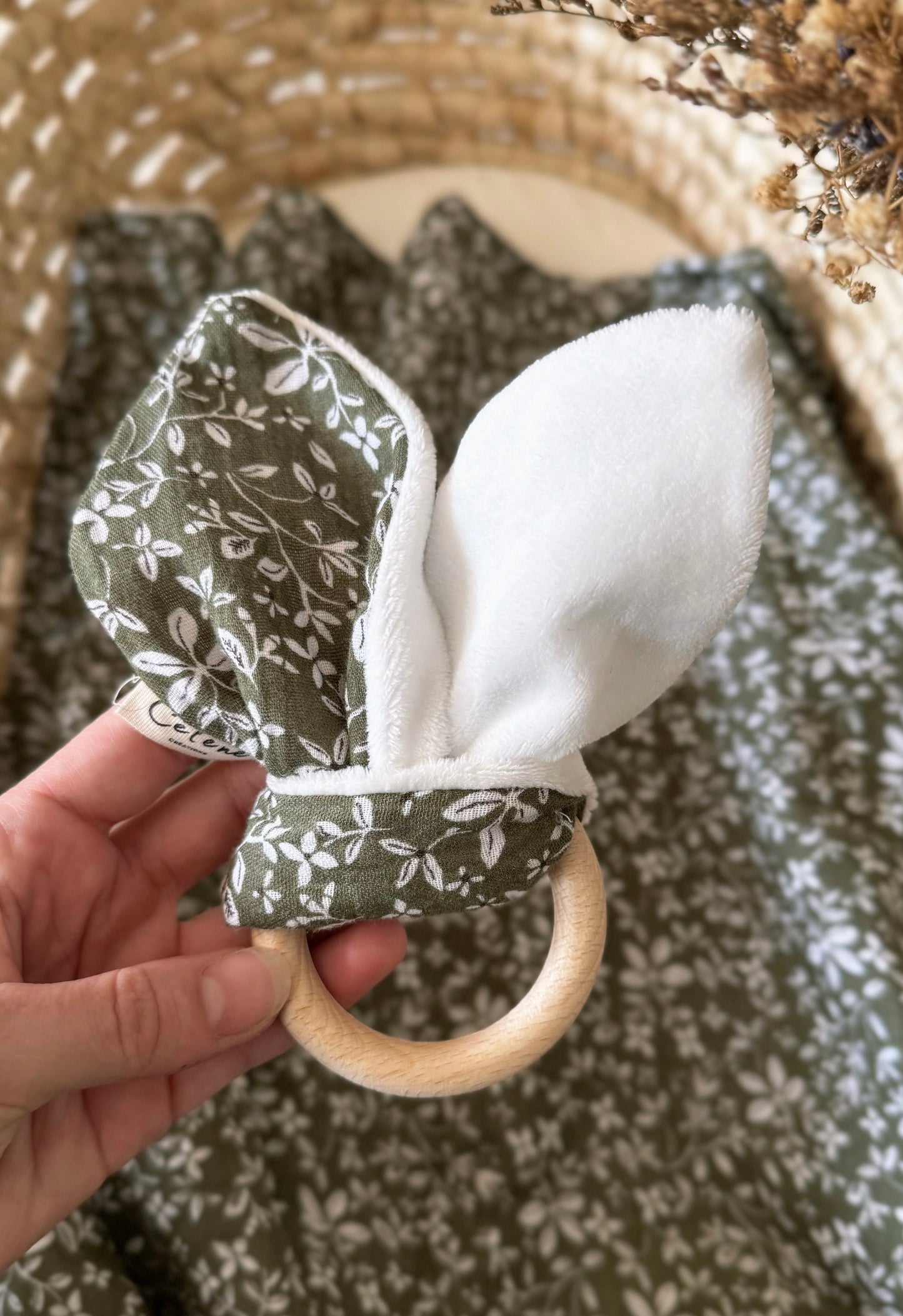Khaki floral bunny ears