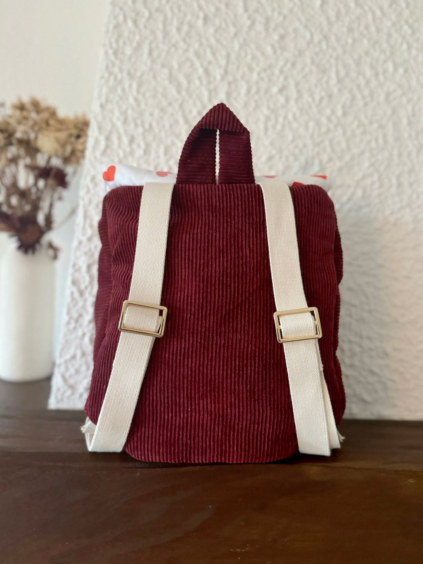 Taupe corduroy backpack