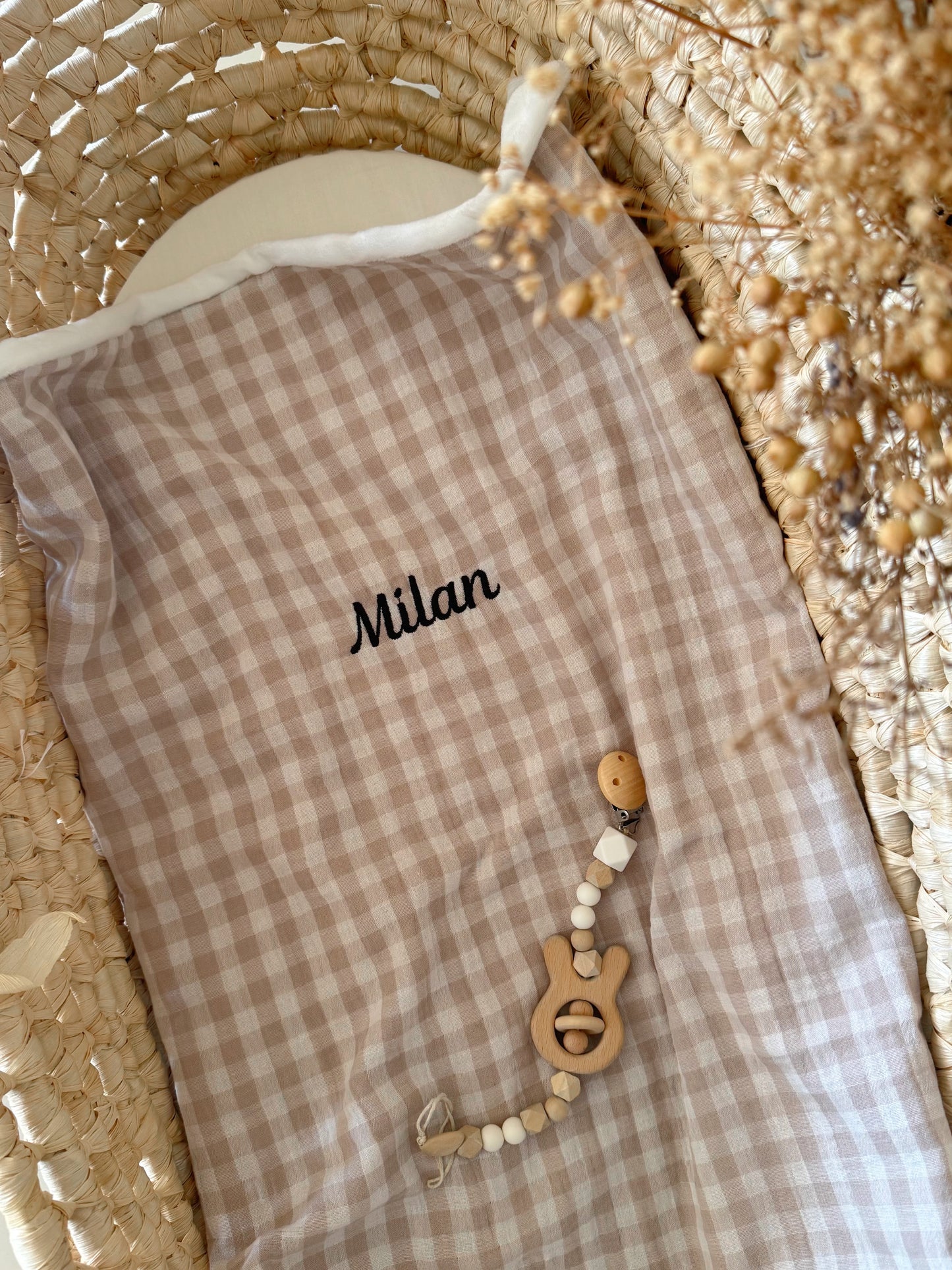 Couverture bébé Vichy beige