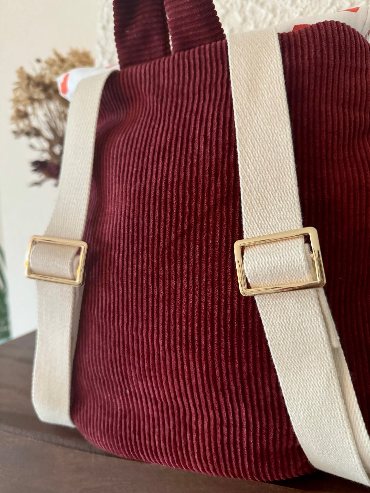 Taupe corduroy backpack