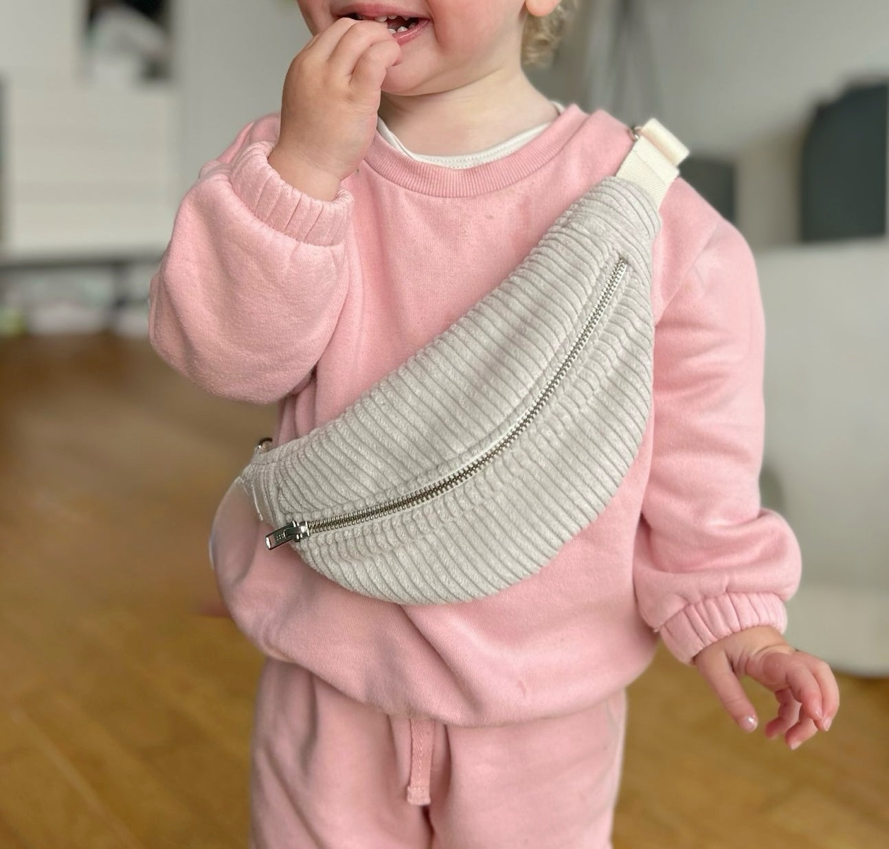 Mini sac banane velours côtelé Beige