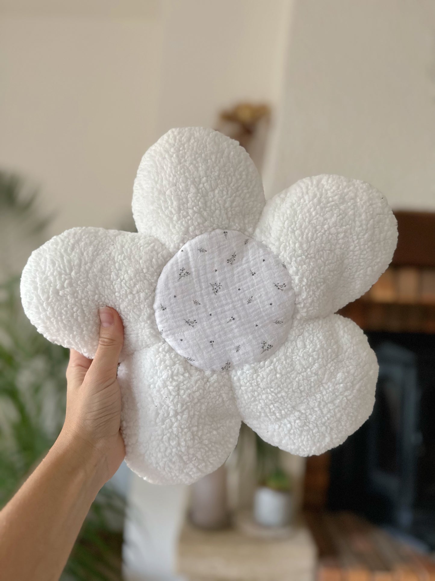 Gray flower cushion