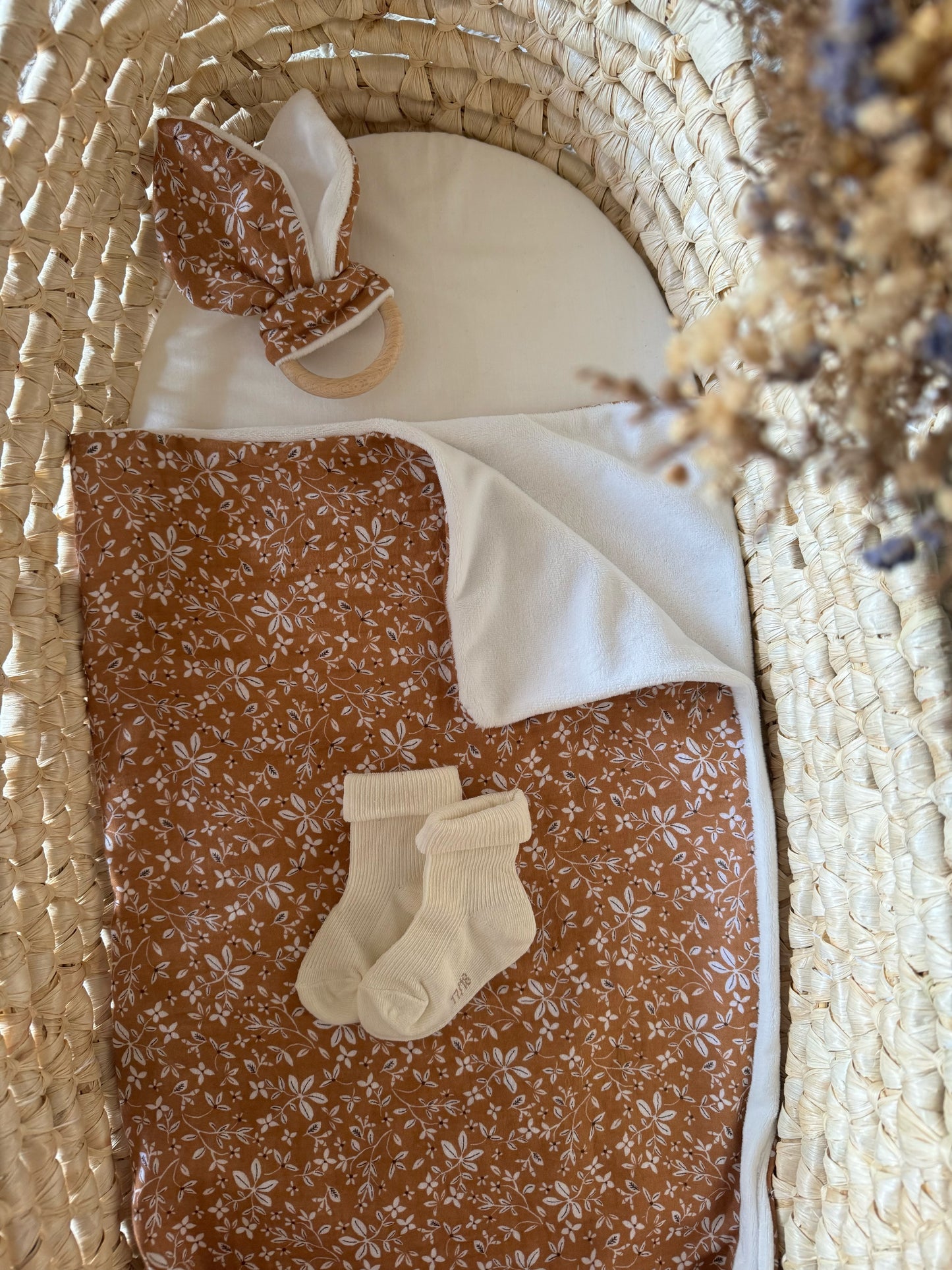 Camel floral baby blanket