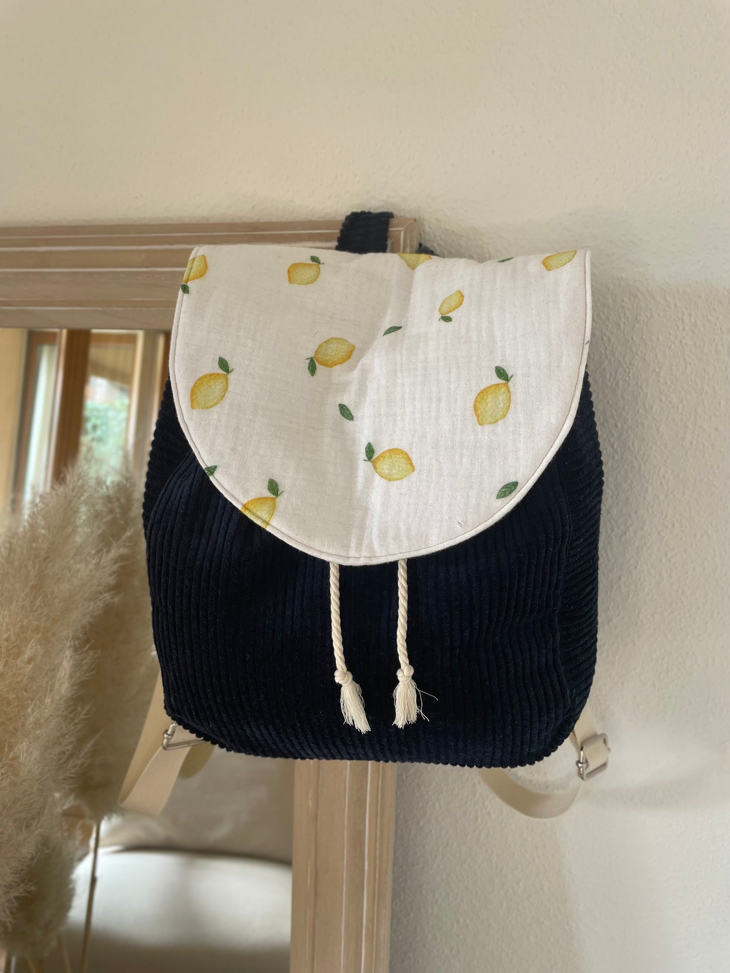 Navy corduroy backpack