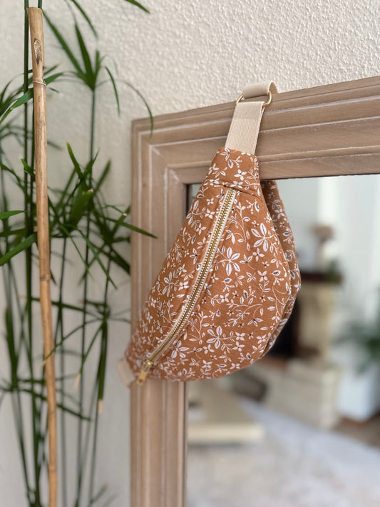Mini sac banane Fleurie camel