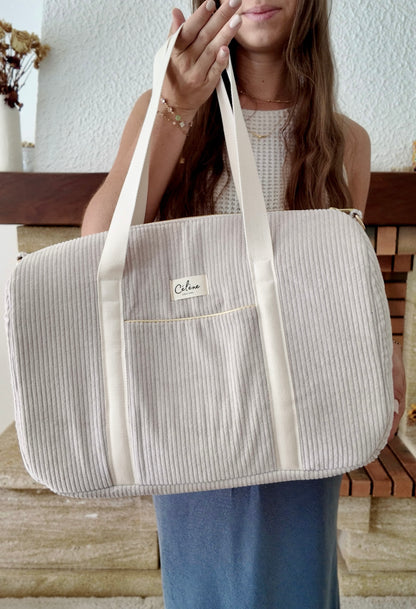 Sac à langer velours côtelé Beige