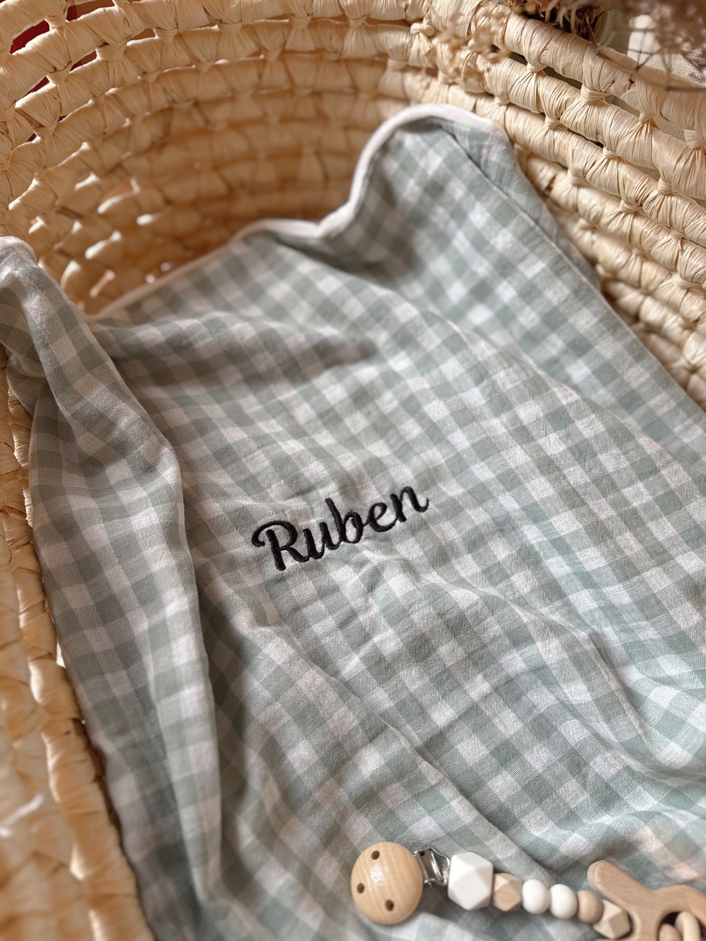 Couverture bébé Vichy vert