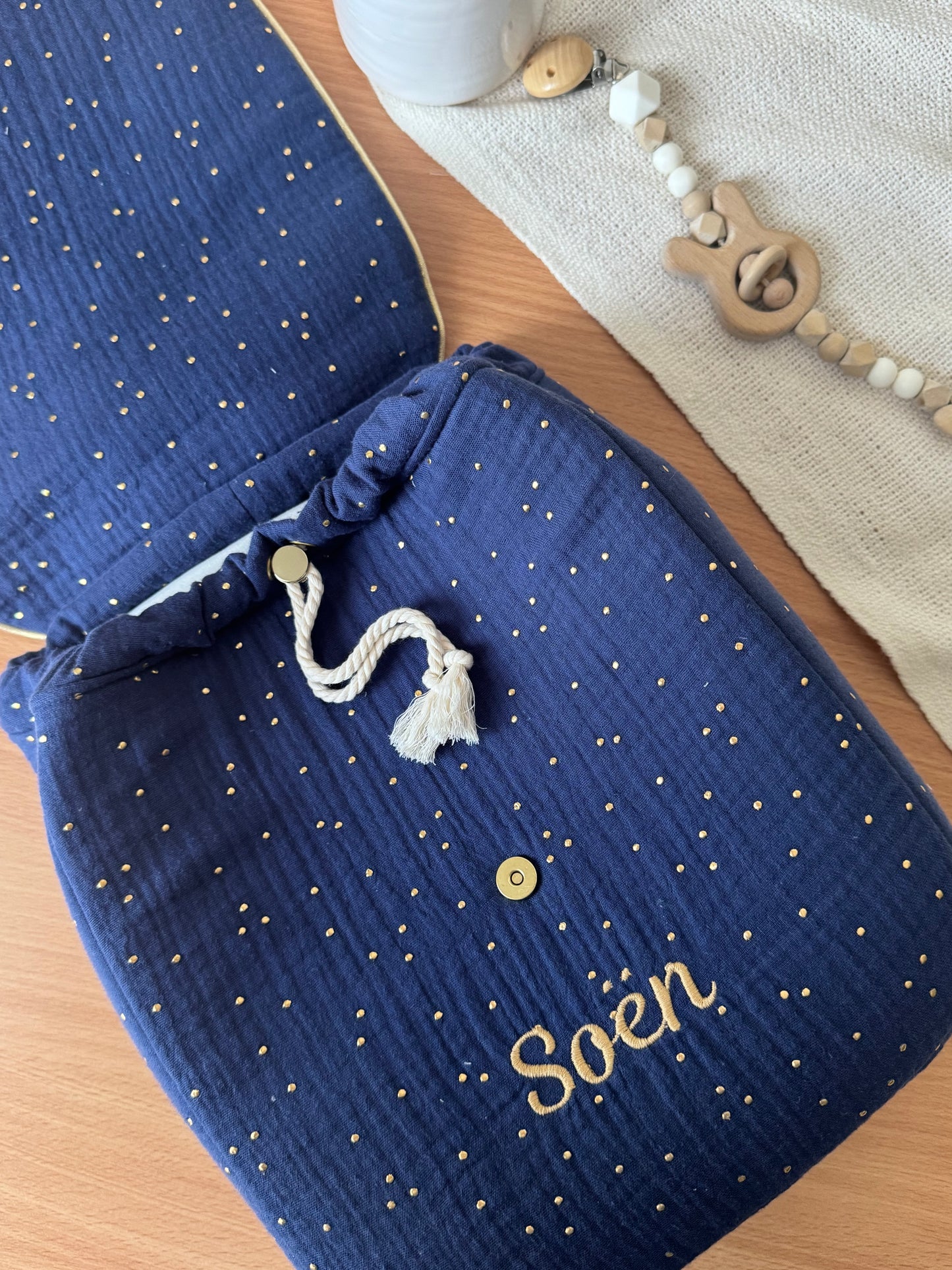 Sac à dos enfant Uni à pois dorés