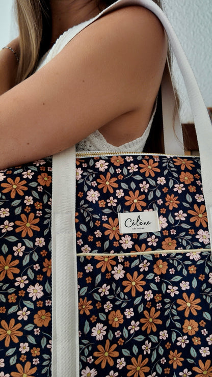 Navy corduroy diaper bag