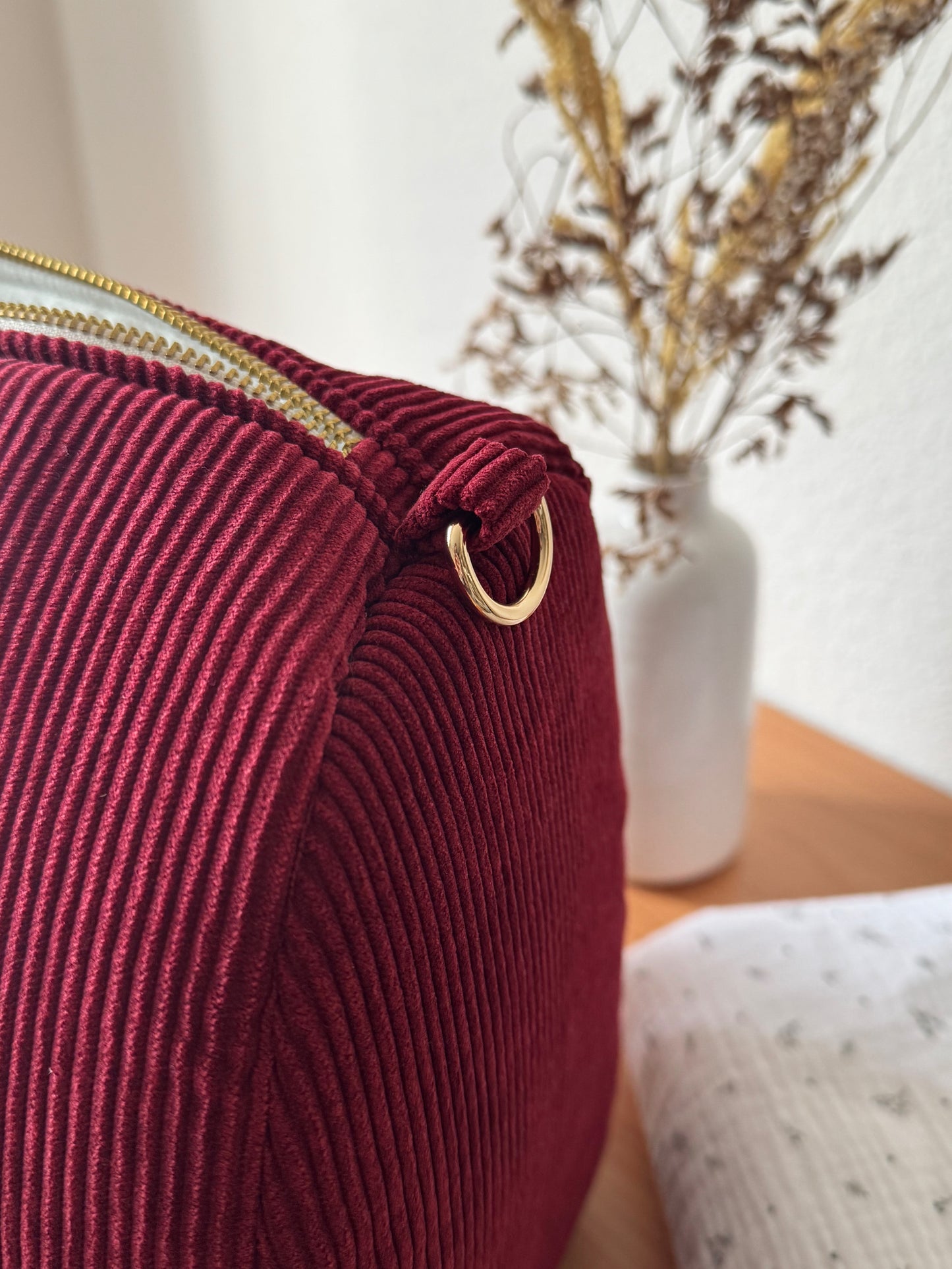 Sac à langer velours côtelé Bordeaux
