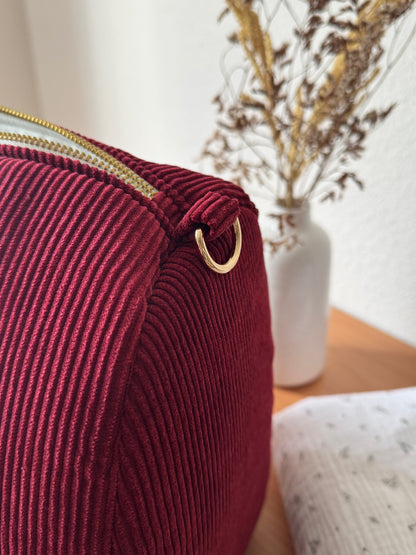 Sac à langer velours côtelé Bordeaux