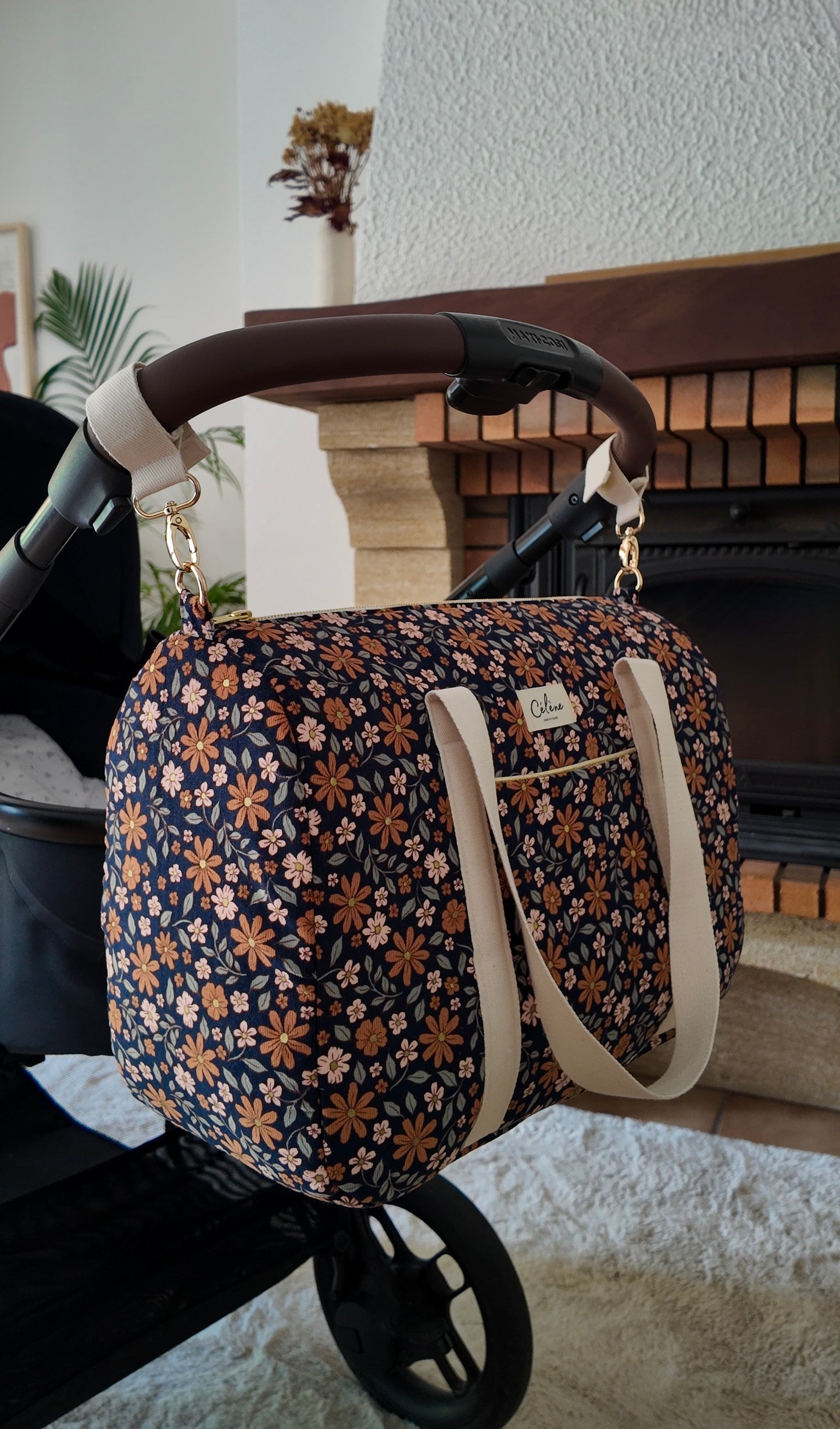 Navy corduroy diaper bag