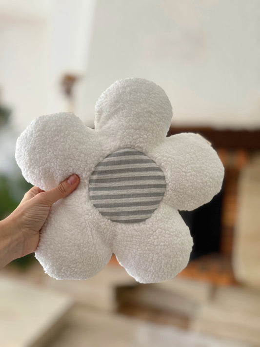 Coussin fleur à rayures