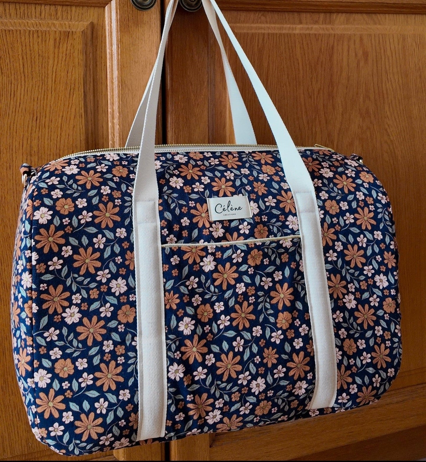 Navy corduroy diaper bag