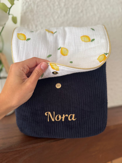 Navy corduroy backpack
