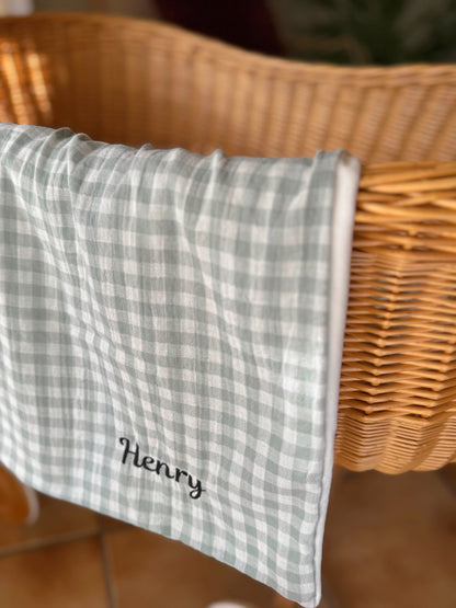 Couverture bébé Vichy vert