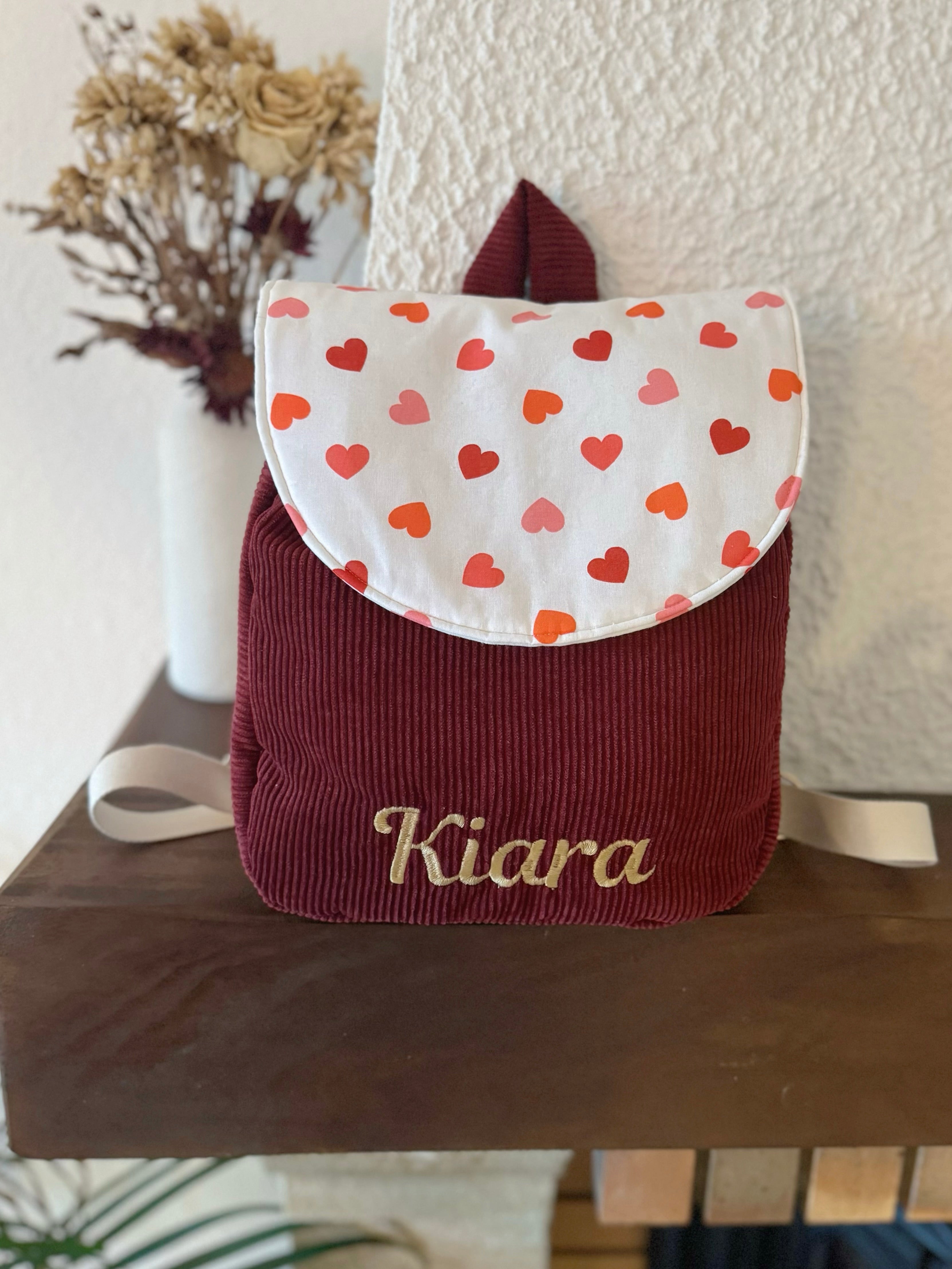 Sac à Dos Enfant Personnalisé En Velours Côtelé - Avec Prénom Brodé - Idéal école Et Loisirs