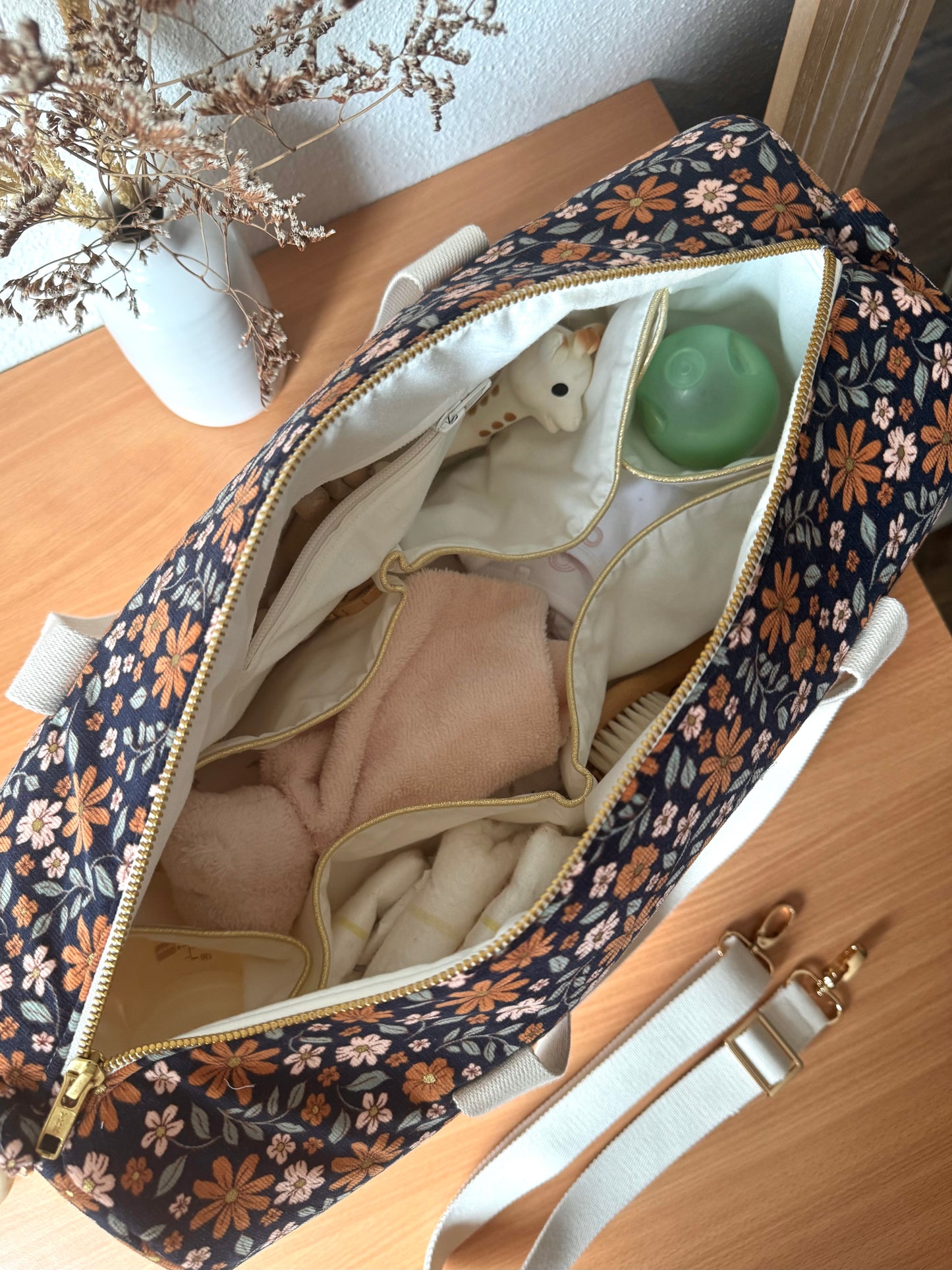 Navy corduroy diaper bag