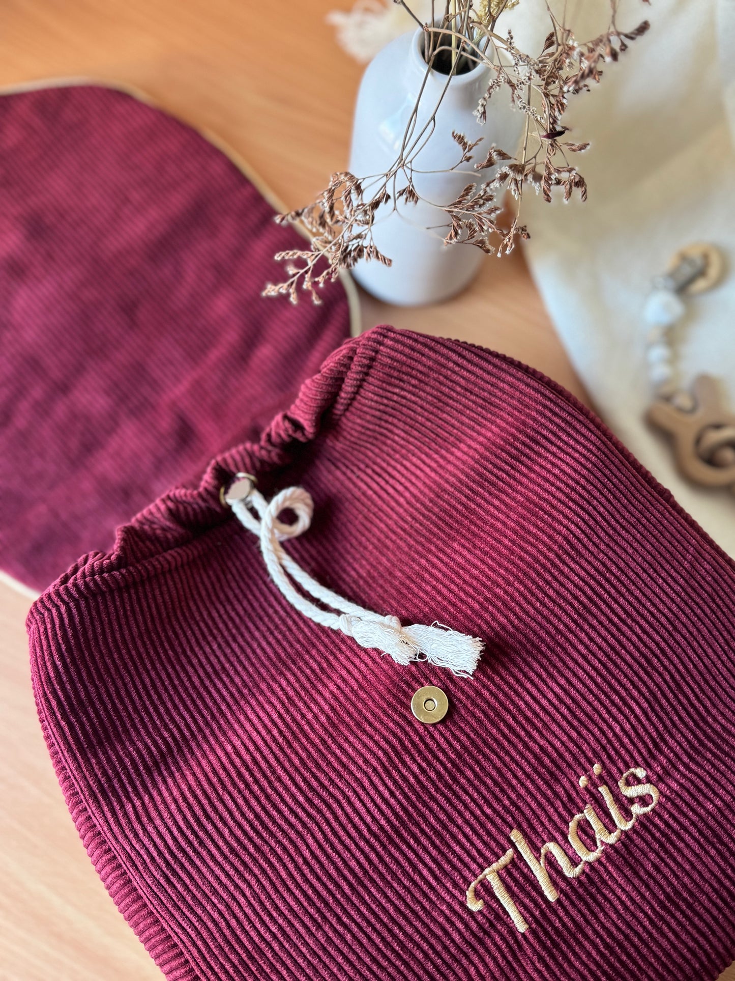 Navy corduroy backpack