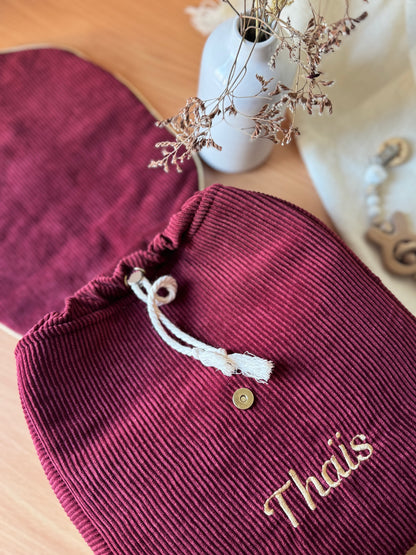 Navy corduroy backpack