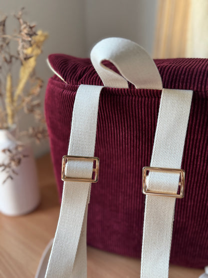 Navy corduroy backpack